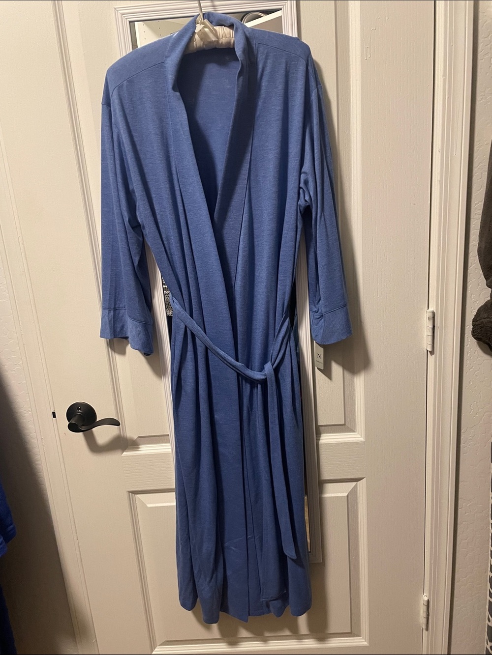 Natori Long Periwinkle Robe with Tie Belt